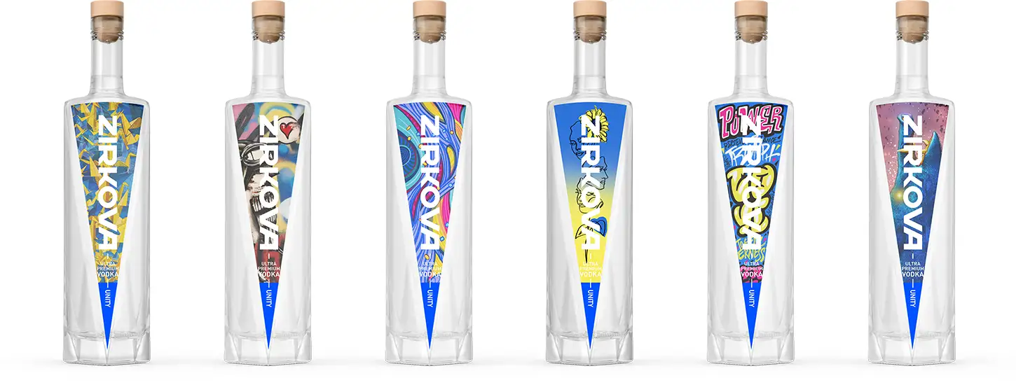 Zirkova unity Ukrainian vodka bottles